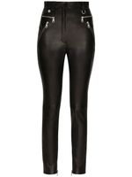 Dolce & Gabbana pantalon en cuir artificiel à détails zippés - Noir