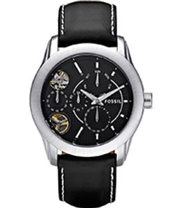 Horlogeband Fossil ME1079 Leder Zwart 22mm