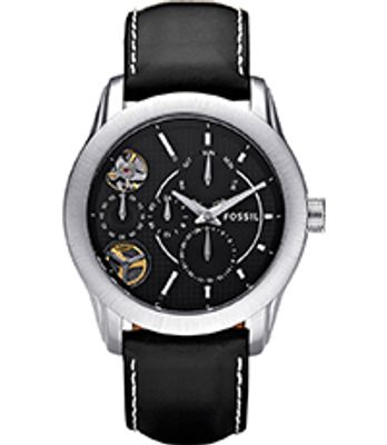 Horlogeband Fossil ME1079 Leder Zwart 22mm