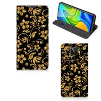 Xiaomi Redmi Note 9 Smart Cover Gouden Bloemen Xiaomi Redmi Note 9 Smart Cover Gouden Bloemen