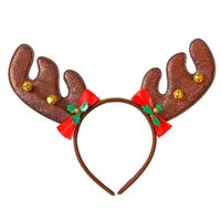 Kerst diadeem/haarband - rendier gewei met strikjes - donkerbruin - thumbnail