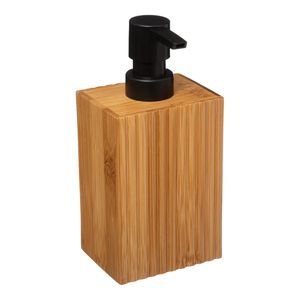 Zeeppompje/dispenser Bamboo Lotion - lichtbruin/zwart - 8 x 17 cm - 280 ml - hout