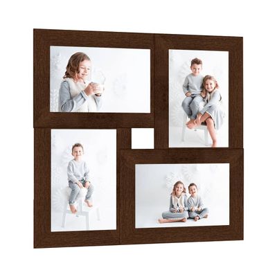 VidaXL Fotolijst voor 4x(13x18 cm) foto mdf donkerbruin