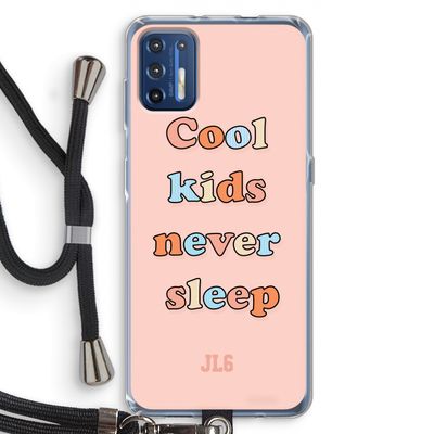 Cool Kids Never Sleep: Motorola Moto G9 Plus Transparant Hoesje met koord