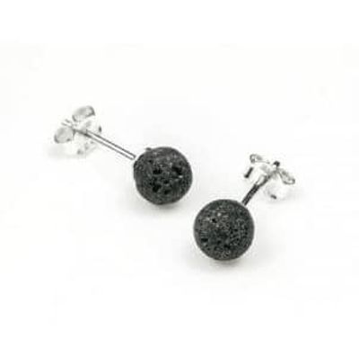 Zilveren Oorstekers Lavasteen (6 mm) - 925 Sterling