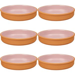 6x stuks tapas/hapjes serveren/oven schaal terracotta/roze 23 x 4 cm