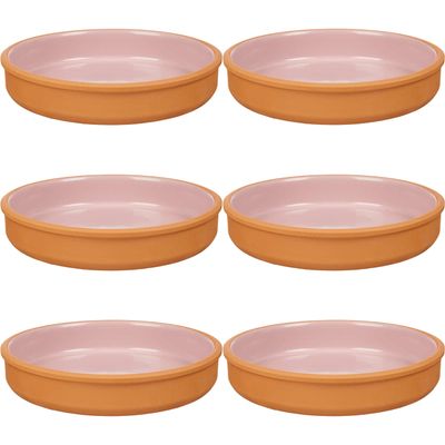 6x stuks tapas/hapjes serveren/oven schaal terracotta/roze 23 x 4 cm