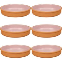 6x stuks tapas/hapjes serveren/oven schaal terracotta/roze 23 x 4 cm