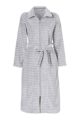 Fleece badjas rits met sterrenprint-S (36-38)