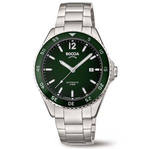 Boccia 3653-02 Horloge titanium zilverkleurig-groen 42 mm