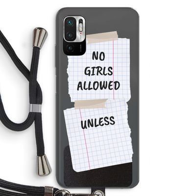 No Girls Allowed Unless: Xiaomi Redmi Note 10 5G Transparant Hoesje met koord