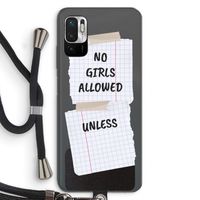 No Girls Allowed Unless: Xiaomi Redmi Note 10 5G Transparant Hoesje met koord