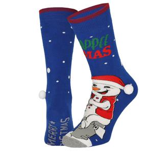 Foute kerstsokken - 2-pak - blauw - Happee Xmas - maat 41-46 - heren - katoen/polyester