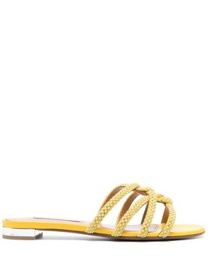 Aquazzura sandales à ornements en cristal - Jaune
