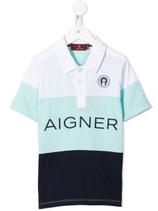 Aigner Kids polo à logo imprimé - Bleu