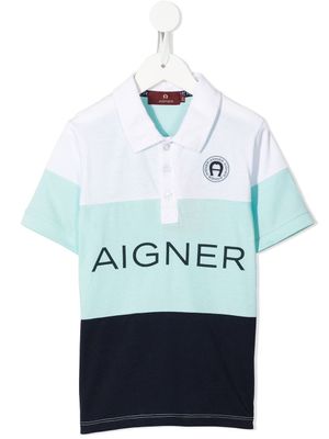 Aigner Kids polo à logo imprimé - Bleu