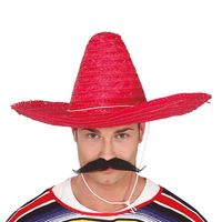Guirca Mexicaanse Sombrero hoed voor heren - carnaval/verkleed accessoires - rood   - - thumbnail