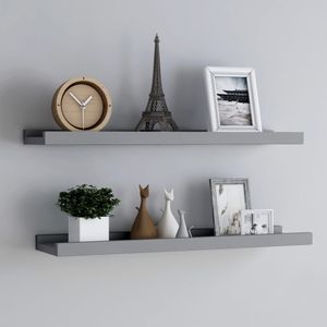 Fotoplanken 2 st 80x9x3 cm MDF grijs