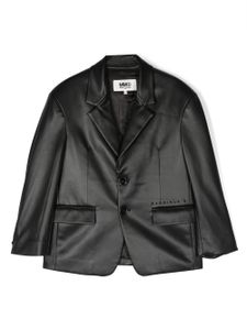 MM6 Maison Margiela Kids blazer en cuir à simple boutonnage - Noir