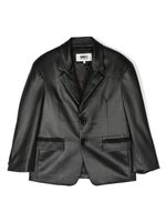 MM6 Maison Margiela Kids blazer en cuir à simple boutonnage - Noir - thumbnail