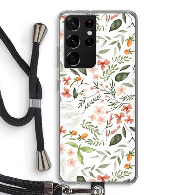 Sweet little flowers: Samsung Galaxy S21 Ultra Transparant Hoesje met koord
