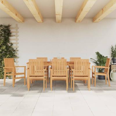 Tuinstoelen stapelbaar 8 st 56,5x57,5x91 cm massief teakhout
