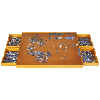 Puzzeltafel met 4 Laden Puzzelplateau voor Maximaal 1000-1500 Stukjes Puzzelbord Hout Puzzelplank met Vlak Werkoppervlak 80 x 65 cm
