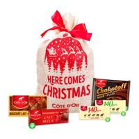 Côte d'Or chocolade kerstcadeau in jute zak - chocolade assortiment -