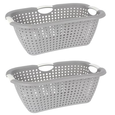 Storage Solutions wasmand - 2x - grijs - 26 liter - kunststof - 40 x 60 x 22 cm - Draagwasmand