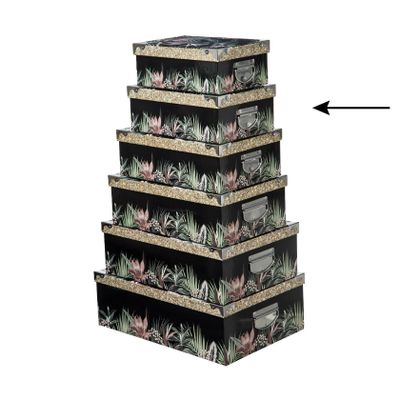 5Five Opbergdoos/box - 4x - zwart - L32 x B21.5 x H12 cm - Stevig karton - Junglebox 5Five Opbergdoos/box - 4x - zwart - L32 x B21.5 x H12 cm - Stevig karton - Junglebox