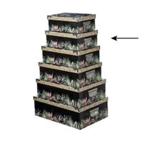 5Five Opbergdoos/box - 4x - zwart - L32 x B21.5 x H12 cm - Stevig karton - Junglebox - thumbnail