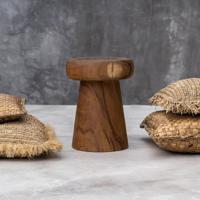 Bazar Bizar Kruk/Bijzettafel Mushroom Suarhout, 35cm - Naturel - Rond - thumbnail