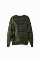 Gestreepte Trui met camouflage en jacquard - GREEN - XXL - thumbnail