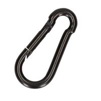 Karabijnhaak - 1x - zwart - staal - 5 cm - carabiner - 80 kg draagkracht