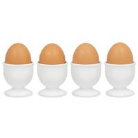 Gerimport Eierdopjes - 4x stuks - wit - kunststof - 4 x 5 cm - voor ontbijt /brunch / Pasen