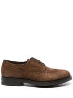 Santoni chaussures oxford en daim à détail de perforations - Marron - thumbnail