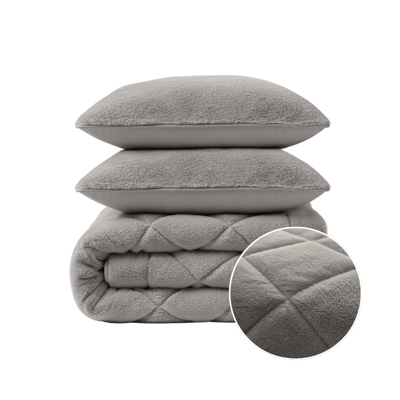 1+1 Gratis Wasbaar Lazy Dekbed Zonder Overtrek - Zonder Overtrek - Teddy Fur - Grijs - Dekbed-Discounter.nl 1+1 Gratis Wasbaar Lazy Dekbed Zonder Overtrek - Zonder Overtrek - Teddy Fur - Grijs - Dekbed-Discounter.nl