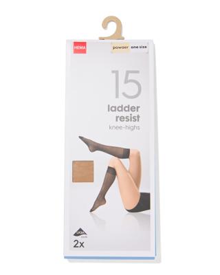 HEMA Kniekousen 15denier anti-ladder - 2 paar poeder (poeder)