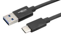 Ansmann USB-kabel USB 3.2 Gen1 (USB 3.0 / USB 3.1 Gen1) USB-A stekker, USB-C stekker 2.00 m Zwart Aluminium-stekker, TPE-mantel, Stekker past op beide manieren - thumbnail