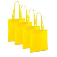 100x Katoenen schoudertassen draagtasje geel 42 x 38 cm 100x Katoenen schoudertassen draagtasje geel 42 x 38 cm