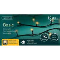 Kerstverlichting - 80 led lampjes -klassiek warm wit -600 cm -zwart snoer -timer en dimmer - thumbnail