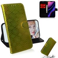 Voor iPhone 11 effen kleur kleurrijke magnetische Buckle horizontale Flip PU lederen draagtas met houder & kaartsleuven & portemonnee & Lanyard (goud)