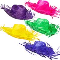 Boland Tropische Hawaii thema strohoed - met grote rand - Dames hoed - in zomerse kleuren