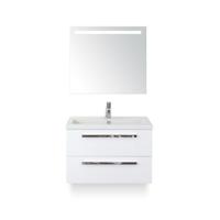 Seville Badmeubelset 80 cm - Wit Hoogglans - Keramische Wastafel Wit Djazz - met Sence Spiegel