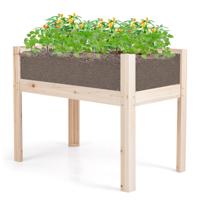 Houten Verhoogde Bloembak Groot Plantenbak met Afvoergaten & Transparante Acrylplaten Tuinbak 100 x 59 x 77 cm Natuur