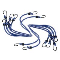 Bagage spin/spanelastiek voor fiets/auto - 2x - blauw - 80 cm - rubber met 4 spinhaken