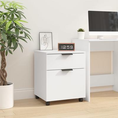 Dossierkast verrijdbaar 45x38x54 cm bewerkt hout wit