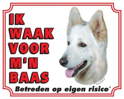 Witte Herder Waakbord - Ik waak voor mijn baas