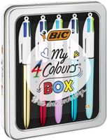 BIC 4 My Colours Box Meerkleurig Intrekbare balpen met klembevestiging 5 stuk(s) - thumbnail