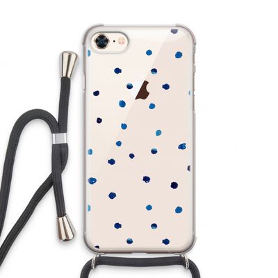 Blauwe stippen: iPhone 8 Transparant Hoesje met koord
